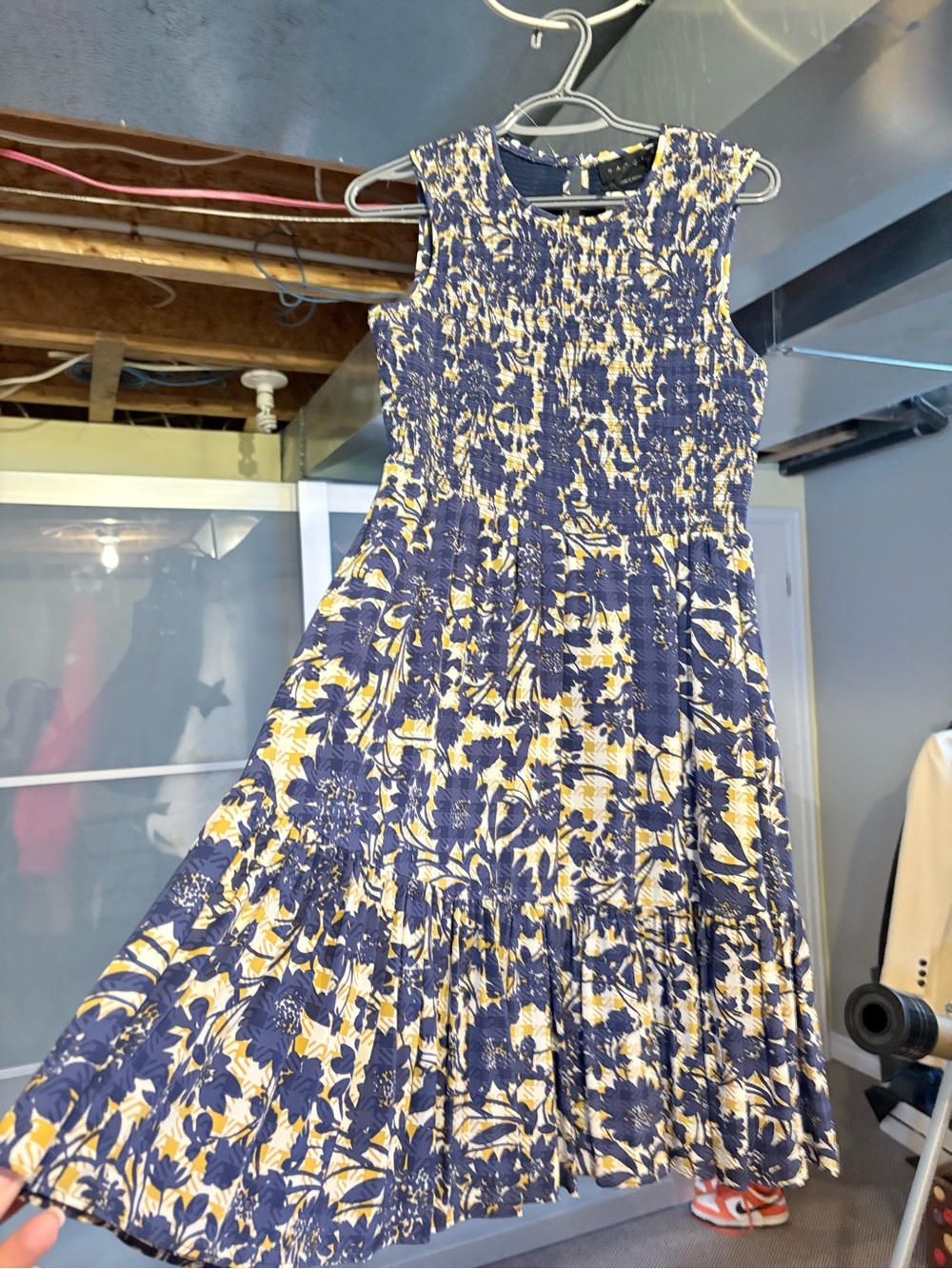Hatch Maternity (looks good not pregnant also) Blue and Yellow Floral Midi Dress